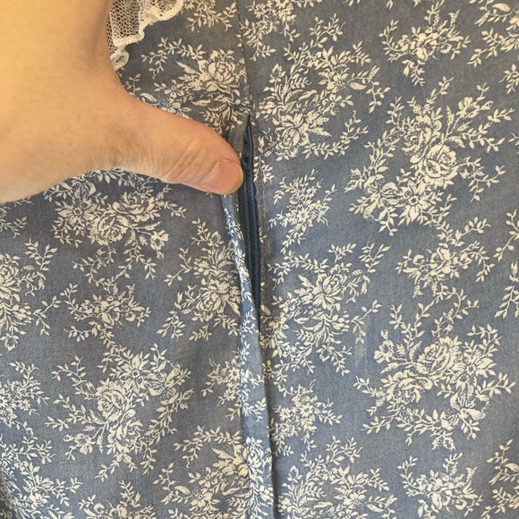 Vintage Gunne Sax by Jessica Prairie MIDI Dress Blue Floral S - Picture 6 of 9